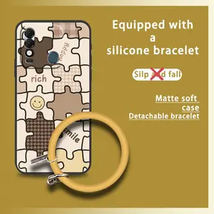 Bracelet Ring Phone Case For Tecno Spark8T Dirt-resistant Anti-knock Cartoon Solid Color Creative Protective Funny Youth Personality heat dissipation Back Cover Cute Soft Case