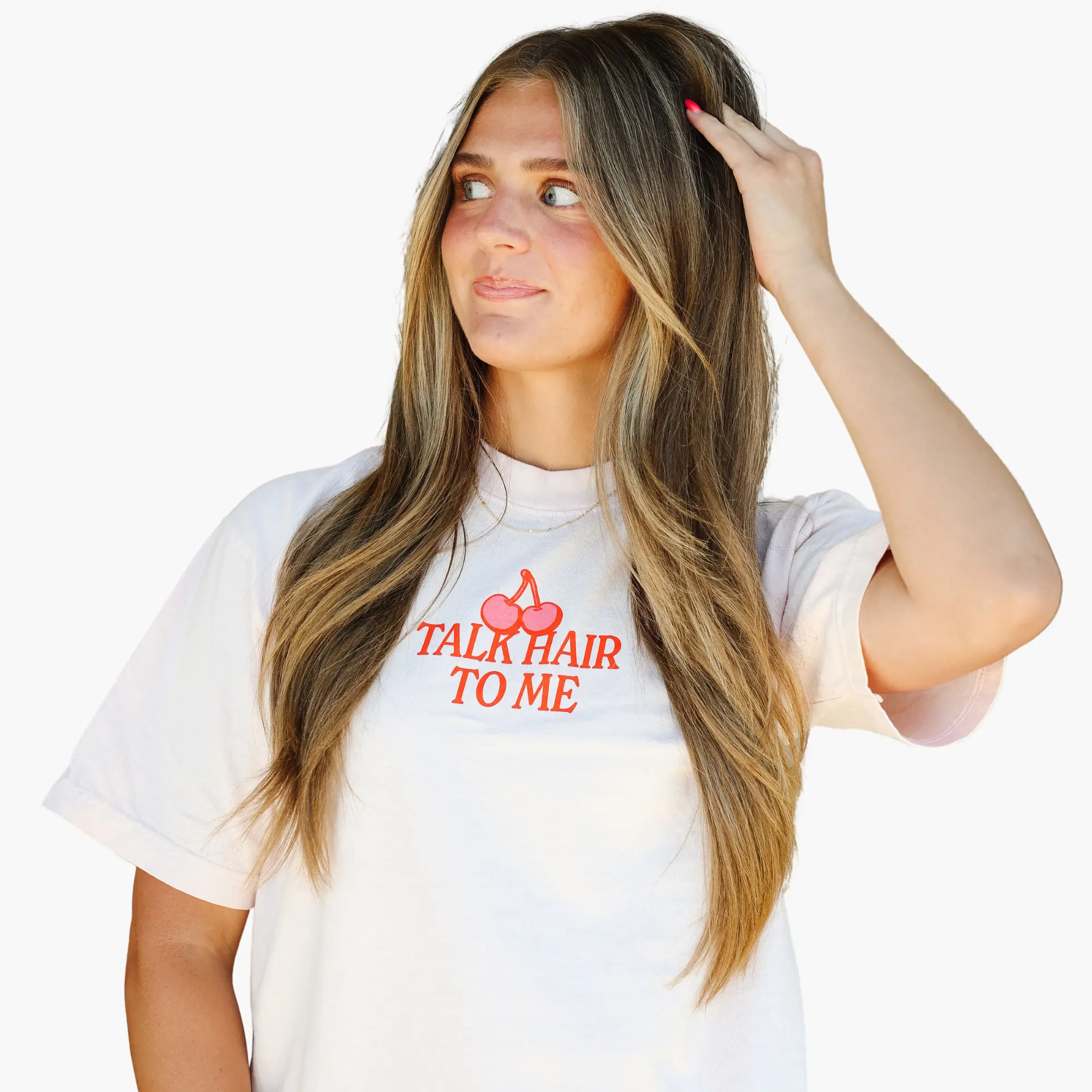 Pink Talk Hair to Me Tee Back to School Essential Cotton Tshirt Women Girls Soft Comfortable Summer Top