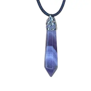 Genuine Purple Amethysts Stone Necklace crystal pendant