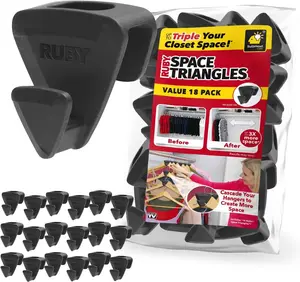 RUBY SPACE TRIANGLES Original AS-SEEN-ON-TV Ruby Space Triangles, Ultra- Premium Hanger Hooks Triple Closet Space 18 PC Value Pack