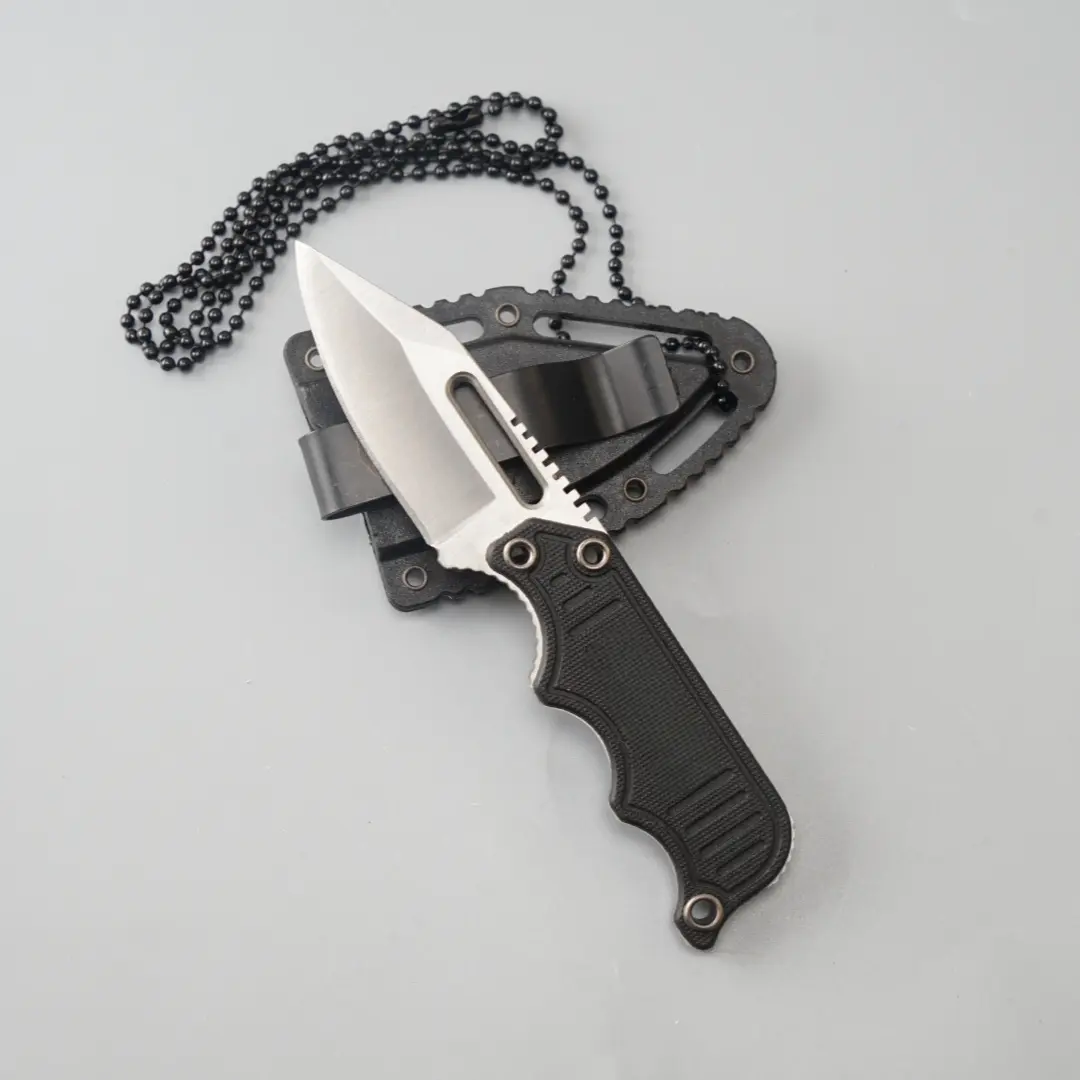 Mini small necklace knife with scabbard, G10 handle anti slip, multifunctional knife, fruit knife, men's and women's gift