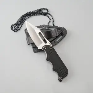 Mini small necklace knife with scabbard, G10 handle anti slip, multifunctional knife, fruit knife, men's and women's gift
