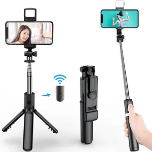 3In1 Bluetooth Wireless Selfie Tripod With Fill Light Shutter Remote Control Portable Foldable Monopod