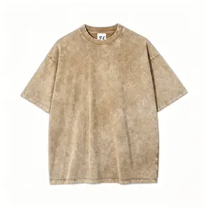 Menswear Unisex Oversized Loose 1/3 Pack Short-Sleeve Vintage Heavyweight Cotton T-Shirts - Casual Gym Workout Acid Wash Baggy Round Neck Retro Plain Washable Tee Tops, Cargo-Inspired Design Streetwear