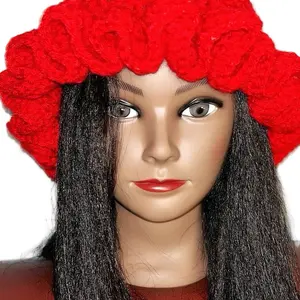 Two Row Crochet Ruffle Hat - Fashion Accessory