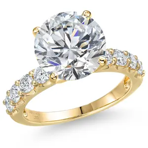 1.63 to 5.88 Cttw Round Lab Grown Diamond Engagement Ring For Women | 14K Yellow Gold | IGI Certified | E-F Color VS1 Clarity | Wedding Anniversary Gold Ring
