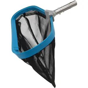 Professional Heavy Duty 19" Swimming Pool Leaf Skimmer Rake with Strong Reinforced Aluminum Frame Handle, Deep Net Bag - Commercial Grade