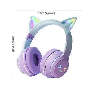 Cat Ear Shaped Wireless Earphones with Foldable Design, Integrated Microphone for Mobile Devices, Unique Christmas and New Year Gift, Foldable Wireless Headphone
