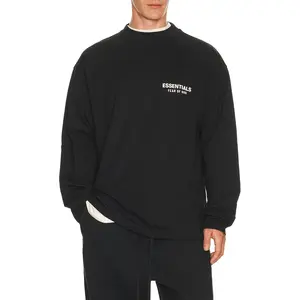 Fear of God ESSENTIALS Classic Fit Long Sleeve T-Shirt in Vintage Black / White Vintage Black & White