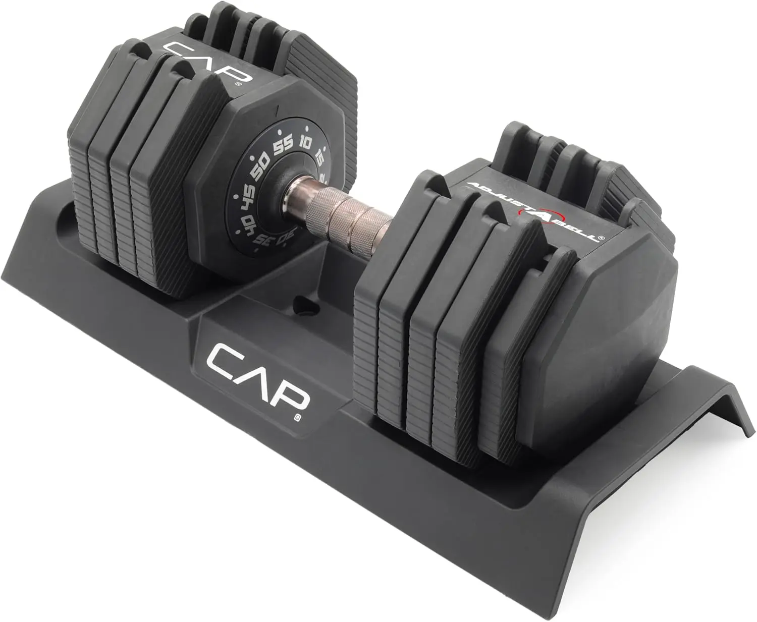 CAP ADJUSTABLE Adjustable Dumbbell Set - Quick Select Weights (12.5, 25, & 55 LB) for Strength Training. Ideal for Individuals & Pairs with Round & Hex Options. Features Multiple Grip Handles for Comfort. Enhance Your Fitness Routine Today!