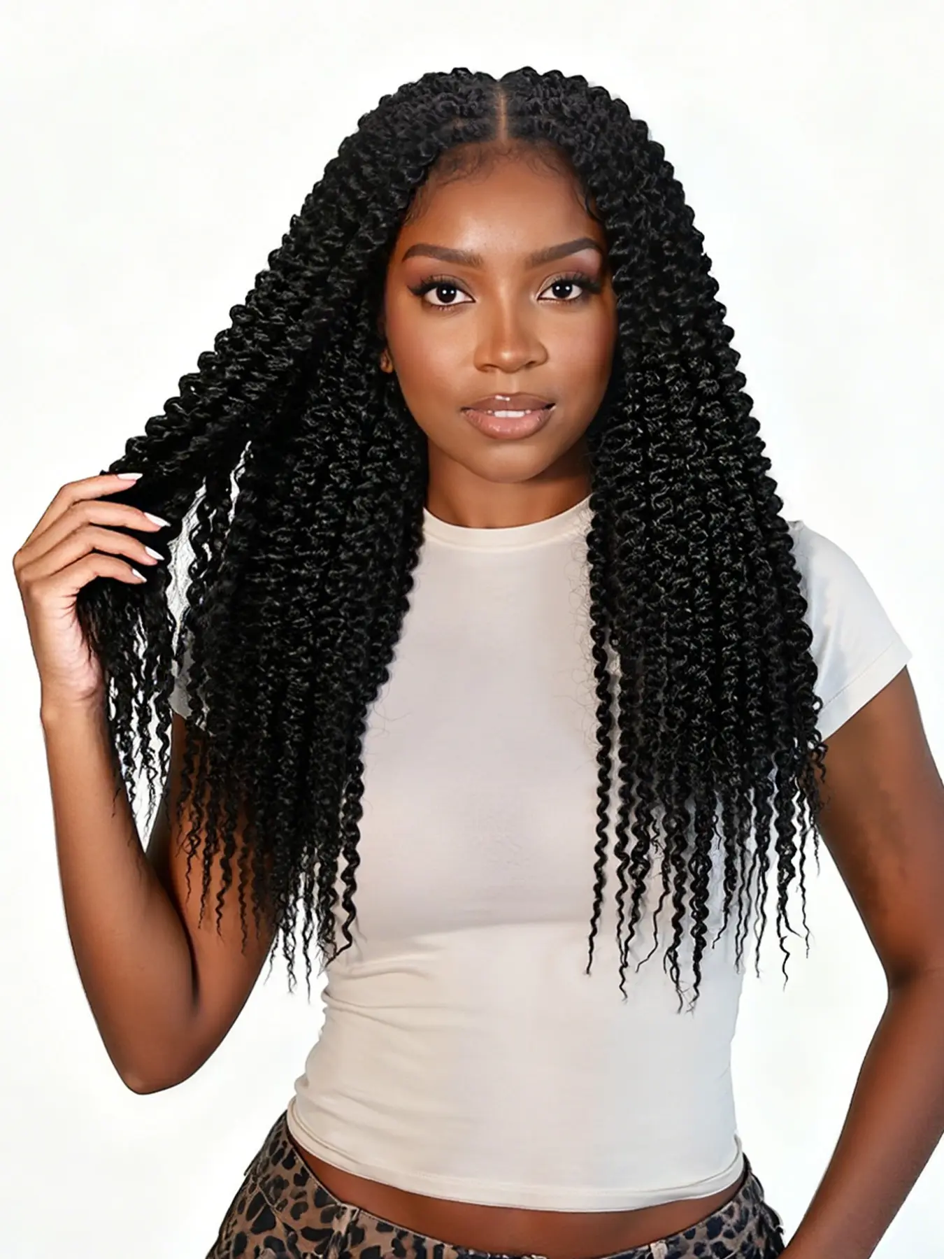 Women's Senegalese Twist Braided Wig, Full Double Lace Design, Two Twist Braid Curly Style, Pre-Plucked with Baby Hair, Synthetic Braided Wig, Synthetic Wigs, Braiding Wig