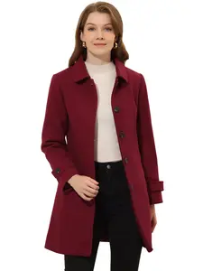 INSPIRE CHIC Winter Outerwear Overcoat Peter Pan Collar Mid-thigh A-line Single Breasted Pea Coat