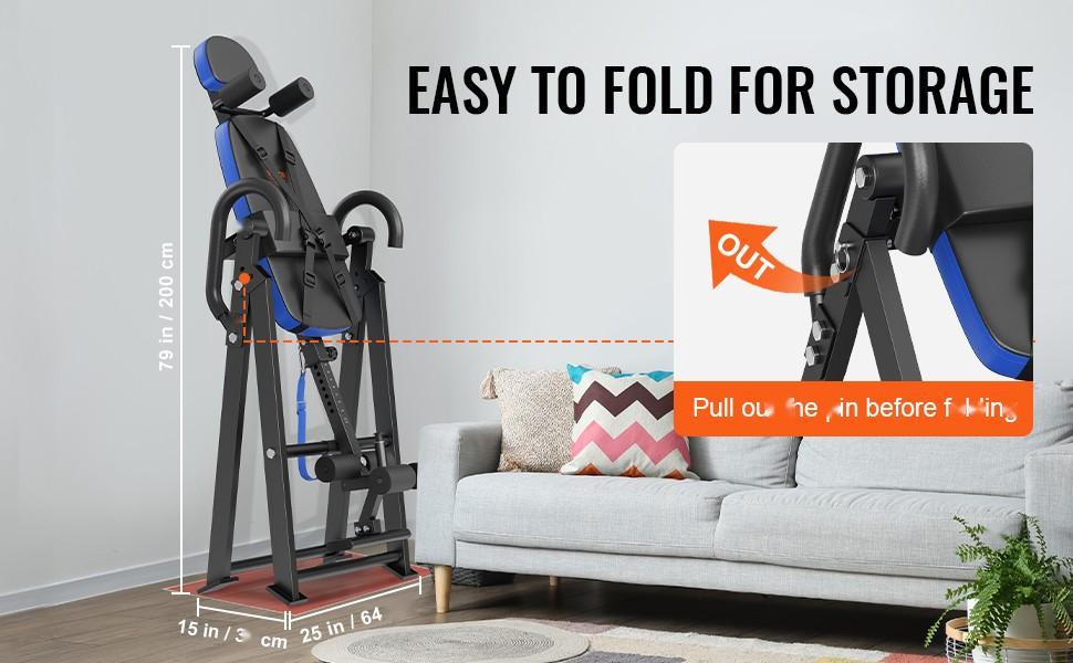 Inversion Table Foldable For Inversion Therapy And Back Pain Relief, Adjustable Angles, Strength Training Equipment, Compact Home Gym Bench, Sturdy Steel Frame With Non-Slip Footrests, Easy Assembly, Space-Saving Design