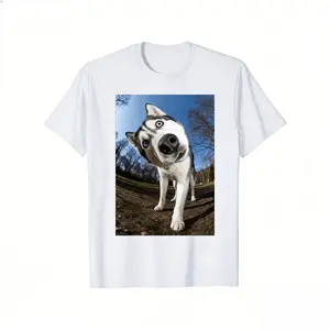 Viral Husky Selfie Meme Shirt |   Funny Curious Husky Close-Up Tee for Men & Women- Casual , Short Sleeve, Round Neck, All-Season Wear, Machine Washable, Breathable Clothing