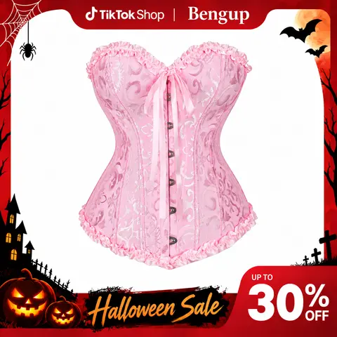 Bengup Fashion Corset Tops for Women Overbust Bustier Shapewear Lingerie Lace Waist Push Up Bodysuit Halloween Corset Halloween Gothic Party Outfit 819-D5