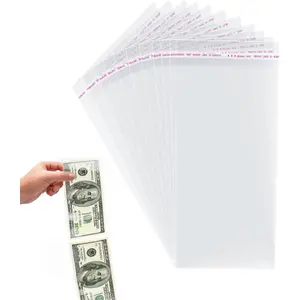 100Pcs Cake Money Box Transparent Bags Adhesive Self-Sealing Resealable Bags Clear Plastic Bag for Christmas Birthday Wedding Party Supplies, 3.1 x7IN