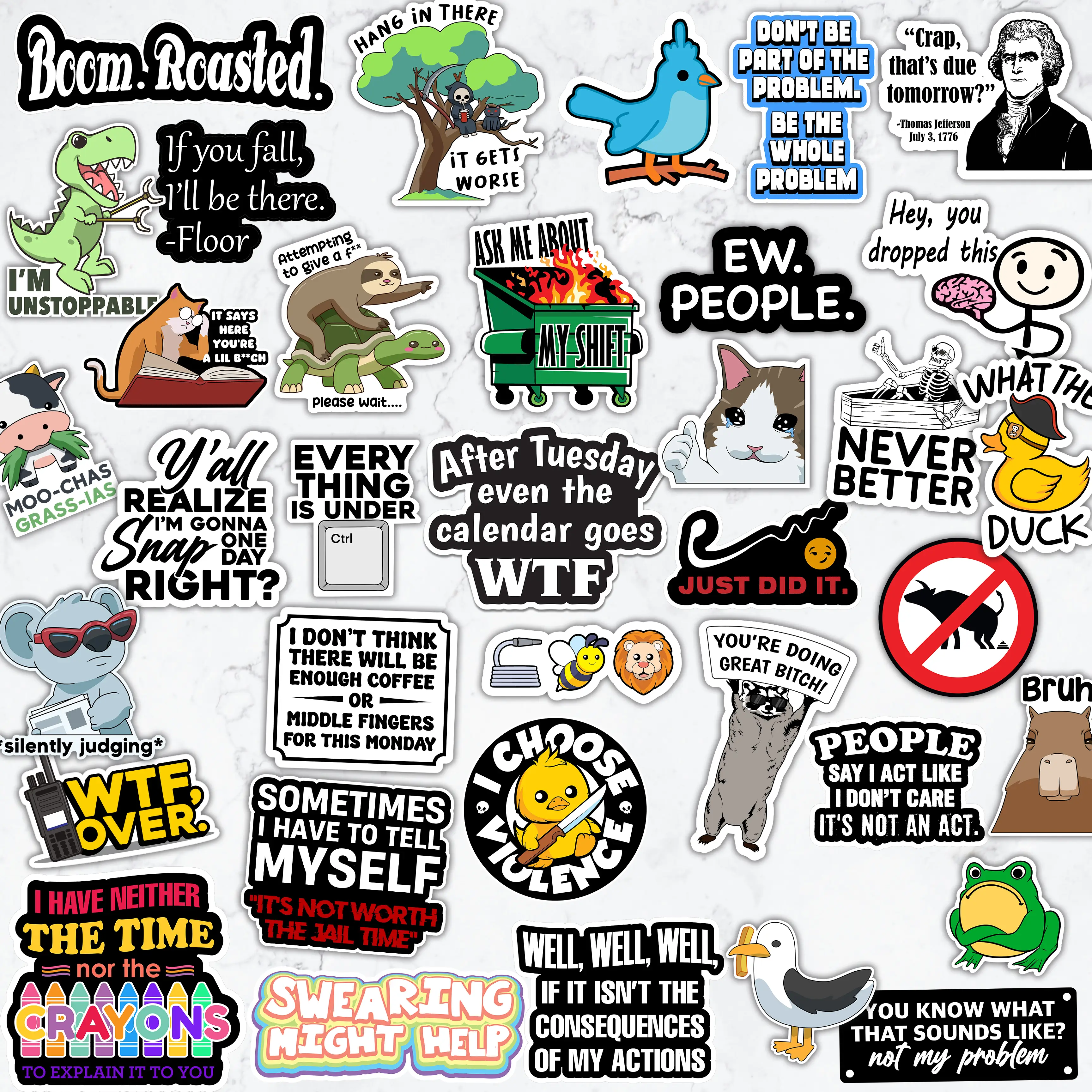 200 PCS Funny Anti-Social Stickers with Quotes for Laptop, Hard Hat, Work, Water Bottle, Computers - Vinyl Waterproof Decals, UV Resistant