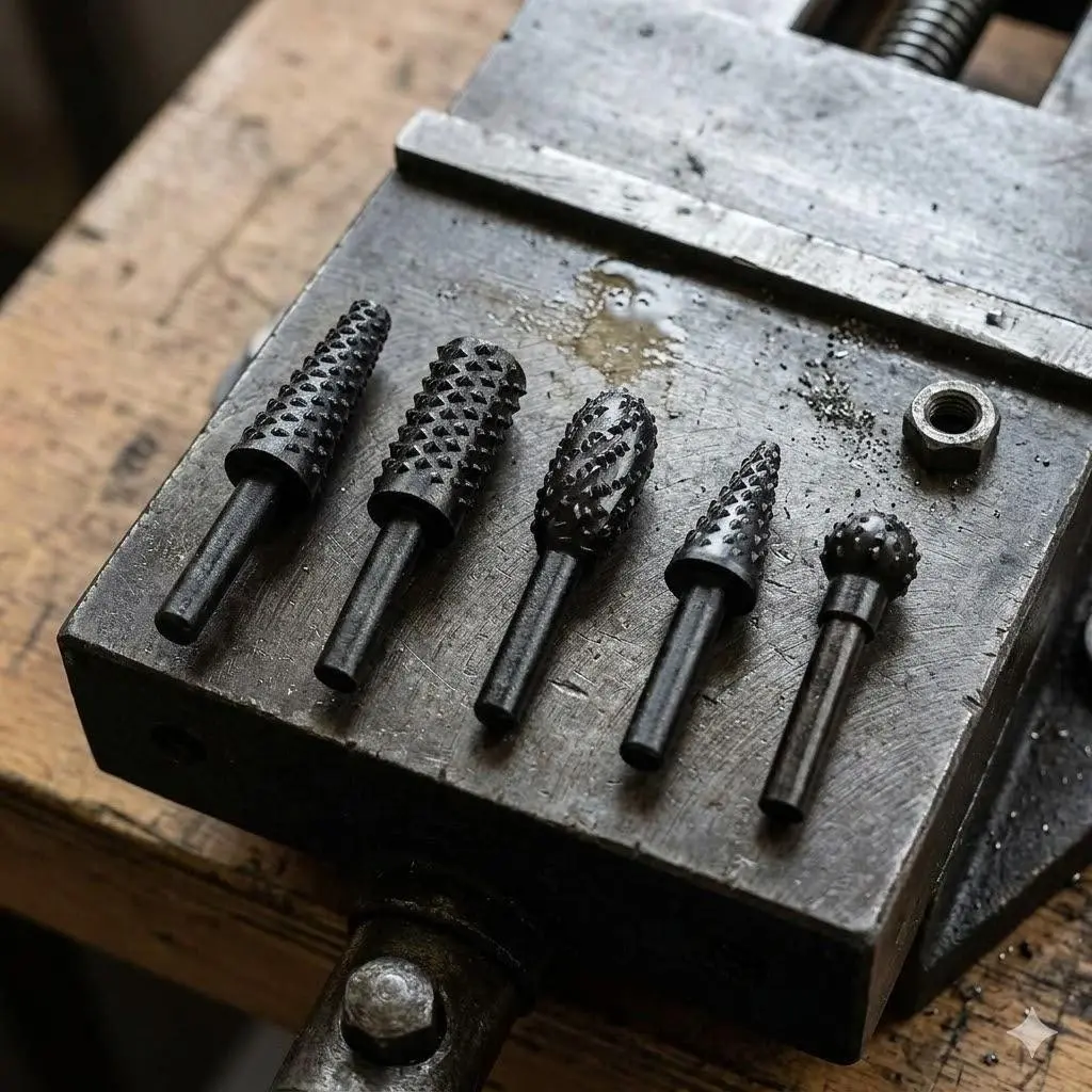 Rotary Burr Set 5/10PCS High-Speed Carbide Grinding Bits for Metal Wood Stone, Polishing Engraving & Deburring Tools with 1/4" Shank, Compatible with Electric Die Grinders, Multi-Shape Professional DIY Craft Accessories