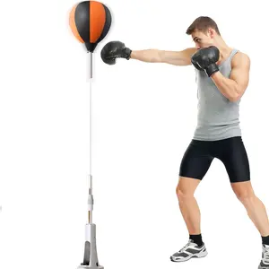 Indoor Boxing Reaction Ball with Suction Base, Adjustable Height 51-69 Inch Reflex & Speed Training Punch Equipment, Home Gym Gear for Adult Fitness
