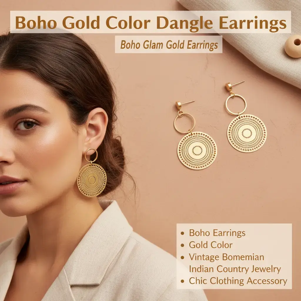 BloomWish S Boho Earrings for Women Trendy Gold Dangle Earrings Vintage Bohemian Indian Country Jewelry Gifts Boho Dress Chic Clothing