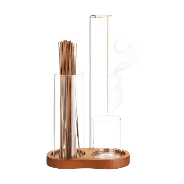 2 in 1 Incense Holder for Sticks, Incense Burner Holder with Glass Ash Storage and Incense Sticks Organizer, Insence-Stick Holder for Yoga Spa Meditation Home Decor