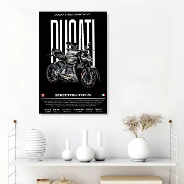 Otaku - Premium Naked Sport Motorcycle Wall Art Poster, High Performance Street Bike Print, Modern Garage Decor, Racing Inspired Canvas Wall Art
