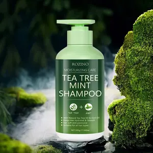 ROZINO Tea Tree Mint Shampoo 500ml - Natural Oil Formula for Hydrated Smooth Hair Care - Suitable for All Hair Types - Moisturizing Cleanser Conditioner Haircare Cleansing Moisturizer