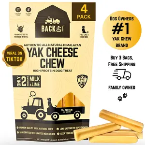 Back 40 Dogs Yak Cheese Himalayan Dog Chews – Long-Lasting Natural Yak Chews – Odorless, Dental Health Treats for Dogs (Large Sized Chew, 4 Pack)