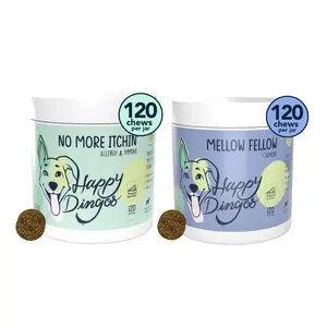 Happy Dingos Calm & Clear Duo – Calming + Allergy Relief Chews for Anxious Itchy Dogs, 2-Product Set