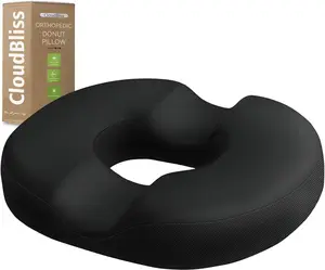 Donut Pillow Seat Cushion Chair Pad for Tailbone Pain Relief and Hemorrhoids, Memory Foam Seat Chair Cushion for Postpartum Pregnancy, Seat Cushions for Men and Women for Home & Office, (Black)