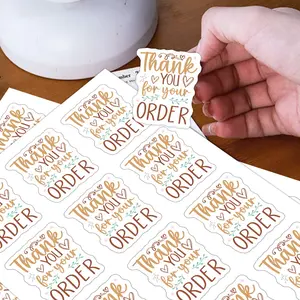 60pcs/5sheets Thank You Order Stickers Bulk Pack, Decorative Labels Perfect for Small Businesses Packaging, Ideal for Online Store Shipping, Express Gratitude