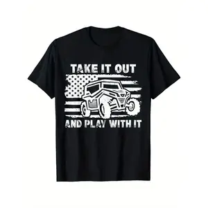 Retro Utv Take It Out Play With It Offroad SxS Mud Riding T-Shirt, Summer casual and comfortable T-shirt, fashionable round neck short sleeves, comfortable and versatile, 100% cotton, S-XXXL henley Graphic Concert Y2K  Funny Freak Cat Meme T-Shirt