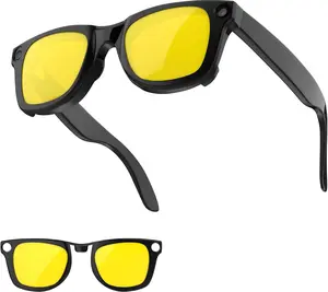 HIBLOKS Non-Polarized Clip On Sunglasses for Ray-Ban Meta Wayfarer RW4006 (Size M 50-22), Discoloration Clips for Ray-Ban Meta Wayfarer Smart Glasses, Protect Your Eyes, Cool and Fashion (Yellow)