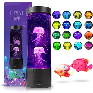 Jellyfish Lamp (Upgraded Motor 2025), 16 Color Changing Mood Lamps, 4 Modes Aquarium Night Light, Artificial Fish Tank with Moving Fish, Sensory LED Lights for Autism ADHD, Excellent Gift