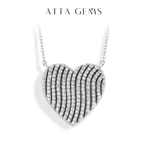 Synthetic Heart Moissanite Necklace Chain - D Color, VVS1 Clarity, Fine Daily Wear Jewelry, Anniversary Gift (N014)