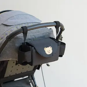 Cute Bear Embroidery Baby Stroller Hanging Bag, Baby Stroller Seat Bag, Multifunctional Baby Travel Essentials, Baby Strollers Accessories