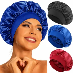 3 Pcs Satin Bonnets for Sleeping Silk Bonnet Wide Band Hair Bonnet Soft Elastic Hair Wrap Cap Silky Cap for Black Women Men Curly Hair outdoorfun