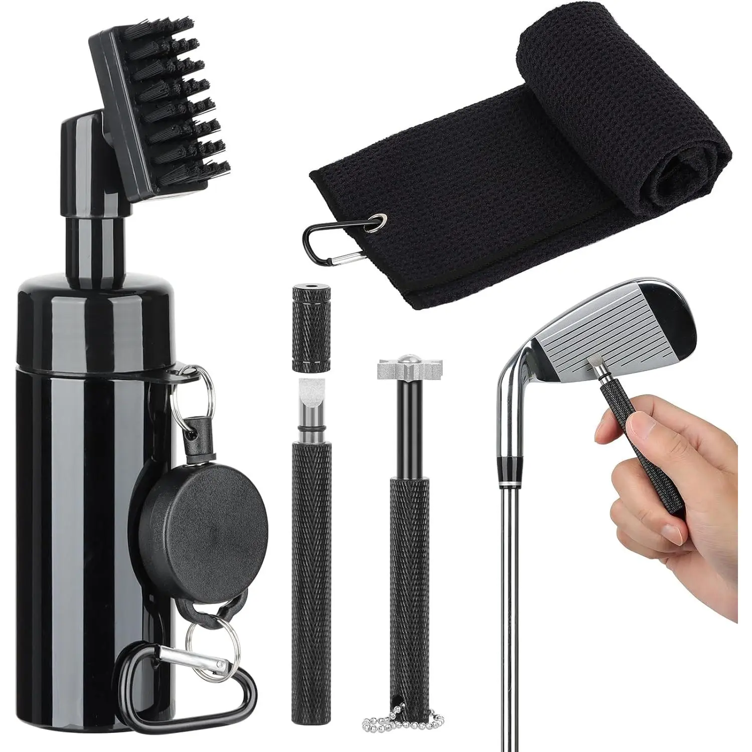 Golf Club Cleaning Kit with Golf Club Cleaner with Water Golf Towel Divot Repair Tool Groove Sharpener Golf Ball Alignment Kit Complete Golf Cleaning Kit Golf Accessories for Women Men