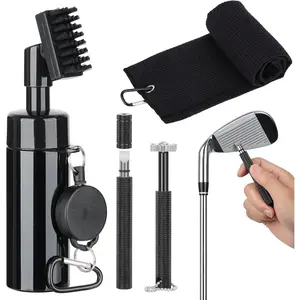 Golf Club Cleaning Kit with Golf Club Cleaner with Water Golf Towel Divot Repair Tool Groove Sharpener Golf Ball Alignment Kit Complete Golf Cleaning Kit Golf Accessories for Women Men