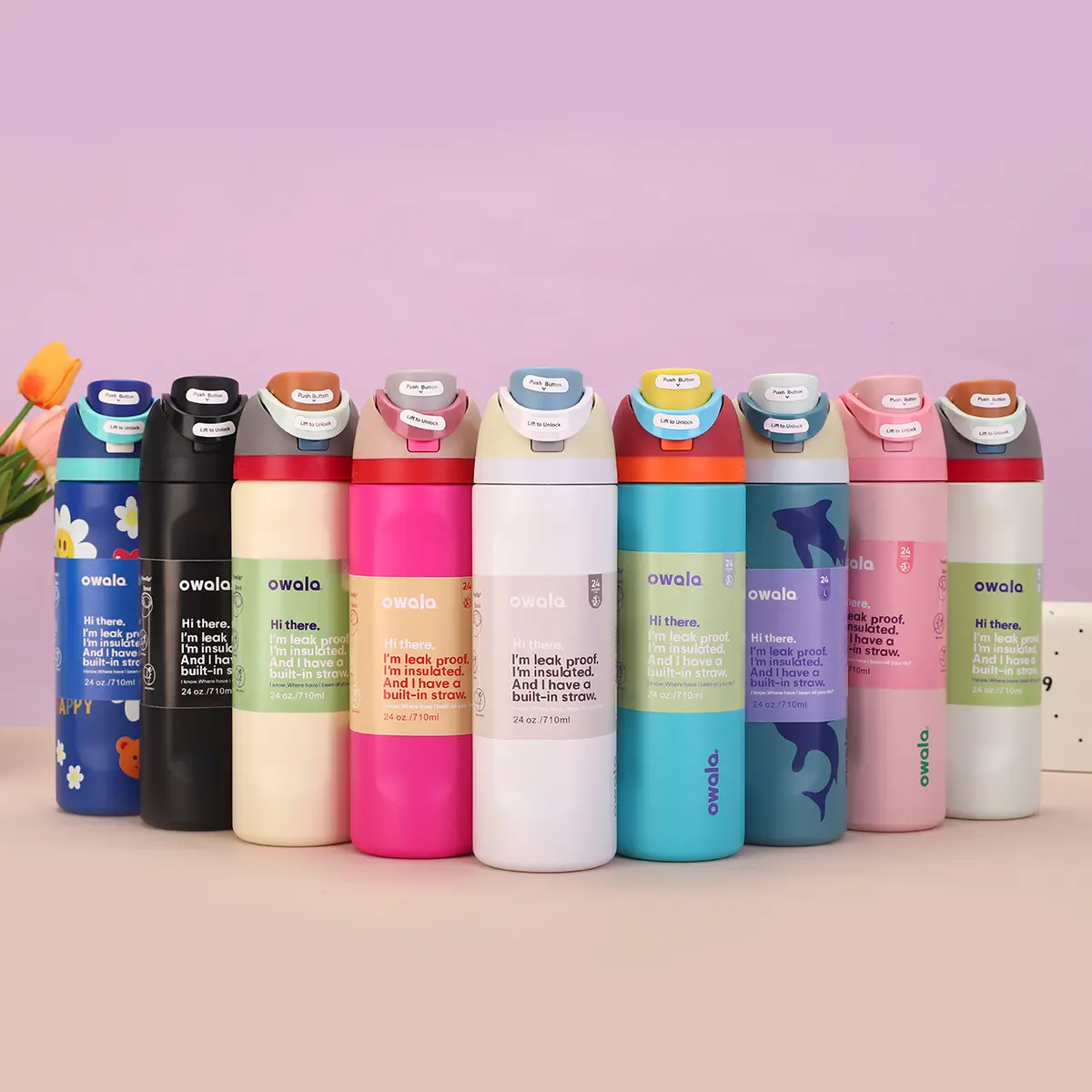 Cross-border explosion Owala double-layer vacuum fruit cup 304 stainless steel thermos cup outdoor large-capacity straw water cup