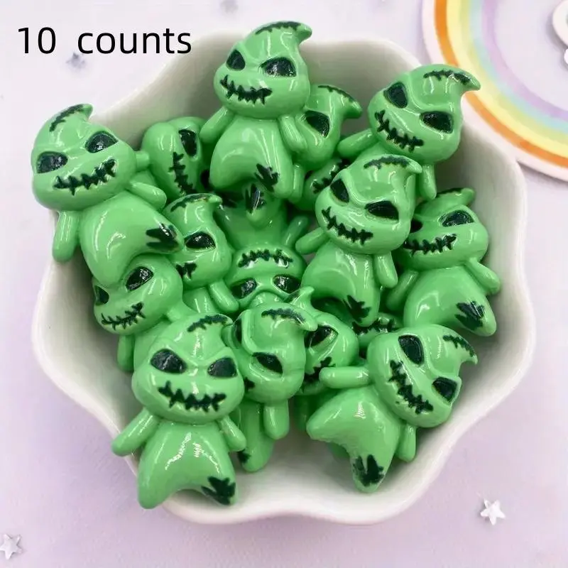 Mini Ghost Design Resin Ornament, 10pcs/set Cute Ghost Desk Ornament, DIY Jewelry Making Supplies, Crafts, Party Gifts Ideas, Party Favors for Halloween Festival Counts