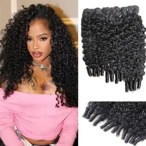 Burmese Curly Human Hair Bundles 20 22 24 Inch 100% Unprocessed Virgin Remy Hair 3 Bundles 12A Raw Burmese Curly Hair Extensions Natural Color for Women