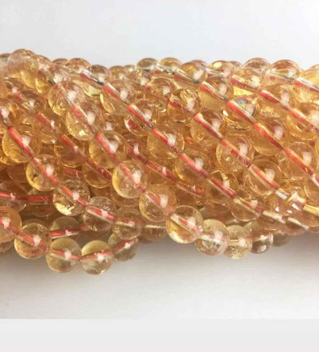 Citrine Smooth Round Beads 4mm 5mm 6mm 7mm 8mm 10mm 12mm 15.5" Strand