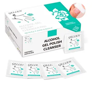 Nail Cleanser Pads, 200 Pack Alcohol Prep Pads Nail Cleanser Wipes Remove Tacky Residue, Lint-free Glossy Wipes for Acrylic/Builder/Gel Polish Travel Individually Wrapped for Perfect Manicure
