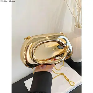 Women's Elegant Chain Strap Evening Bag, Trendy Clutch Purse, Stylish Formal Handbag for Weddings, Proms & Parties, Chic Decorative Design, Perfect Gift for Christmas & Valentine's Day