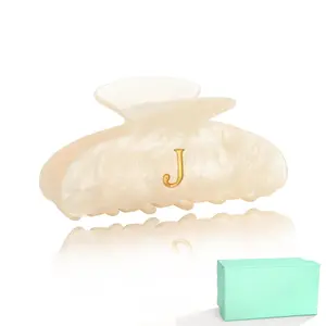 Letter Hair Clips For Women Alphabet Hair Claw Initial Hair Clip Fashion Glitter Chic Monogram Claw Clip Hair Accessory Large Hair Clips J