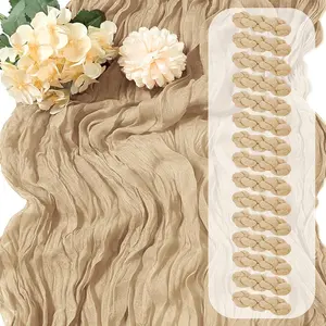 15 Pack Beige Cheesecloth 17 x 108 inch Cheese Cloth Table 9ft Beige Rustic Sheer Gauze Runner for Wedding Baby Shower Table Decoration