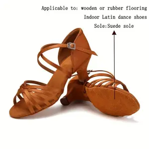 Soft Comfortable Medium Heel Professional Latin Dance Shoes For Women