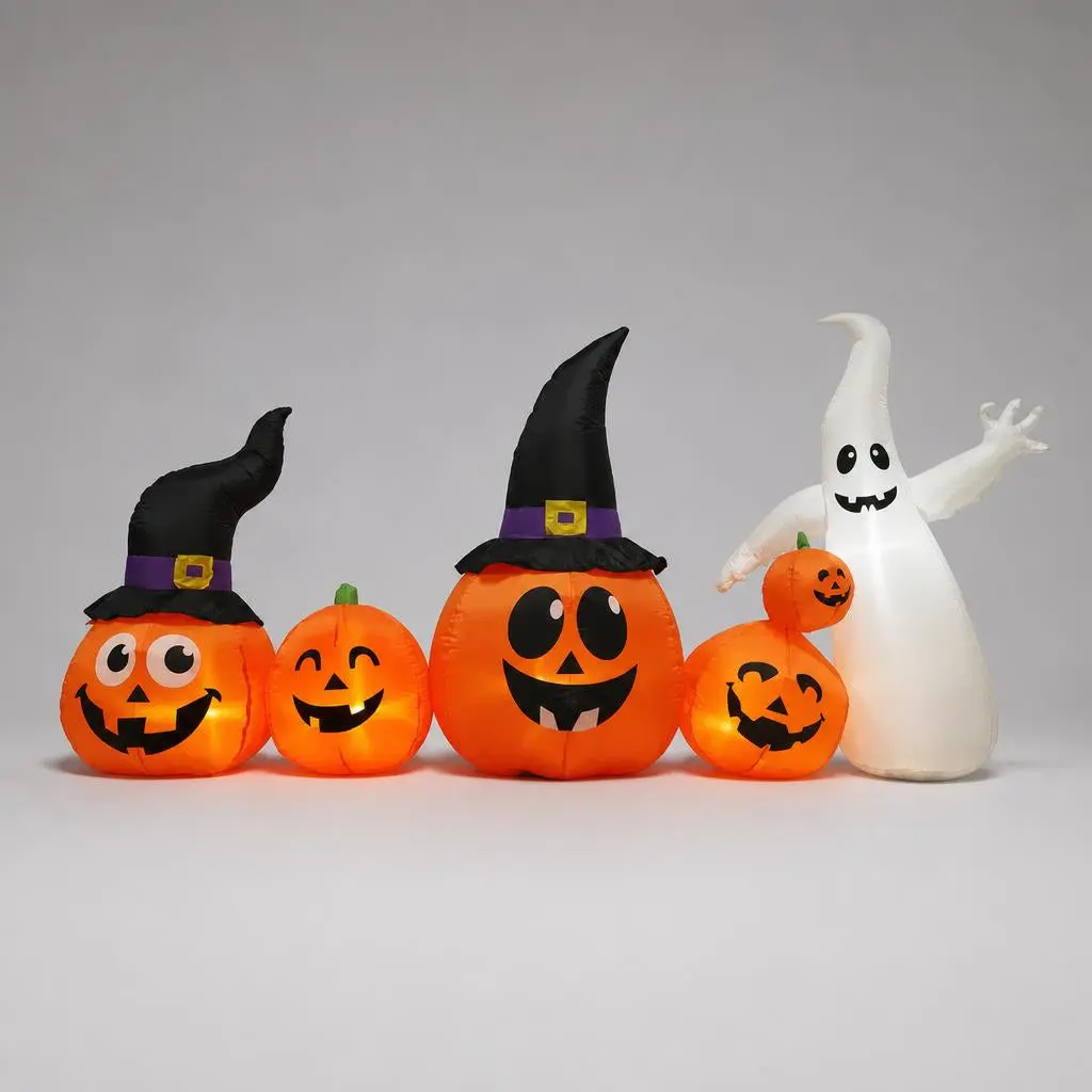 8 ft Halloween Inflatable — Pumpkins & Ghost Yard Decoration