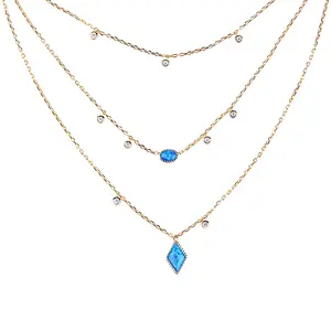 Jeulia Three Wishes Triple Layered Opal Necklace